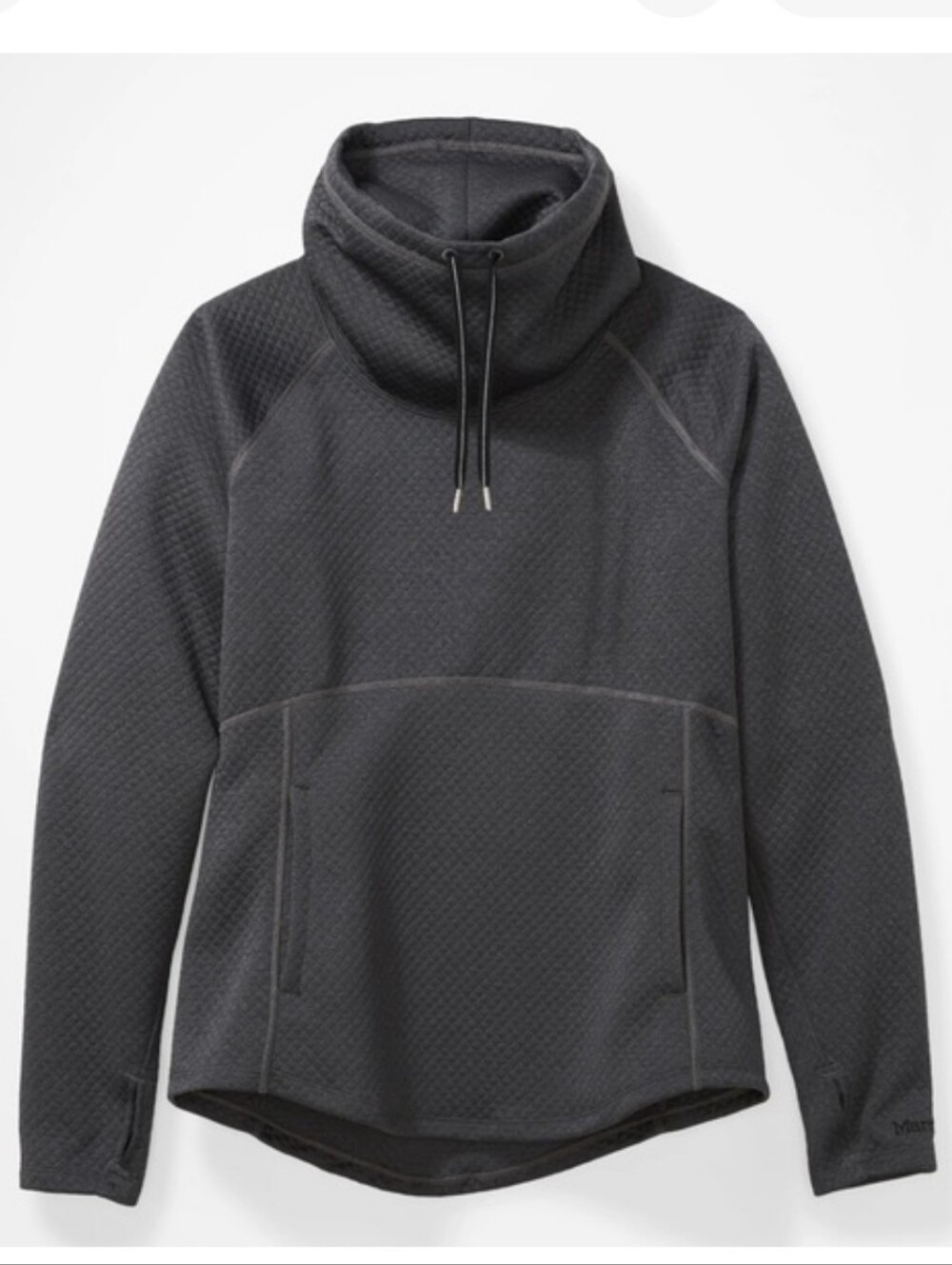 Marmot Dark Charcoal (Black Heather) Quilted Funnel Neck Annie LS Pullover.
